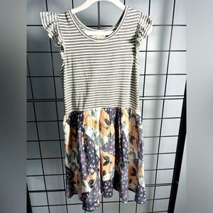 Mimi & Maggie girl’s size 6X sleeveless dress with striped top and floral skirt